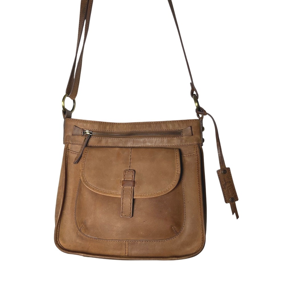 Diba True Brown Distressed Leather Crossbody Bag Boho Western